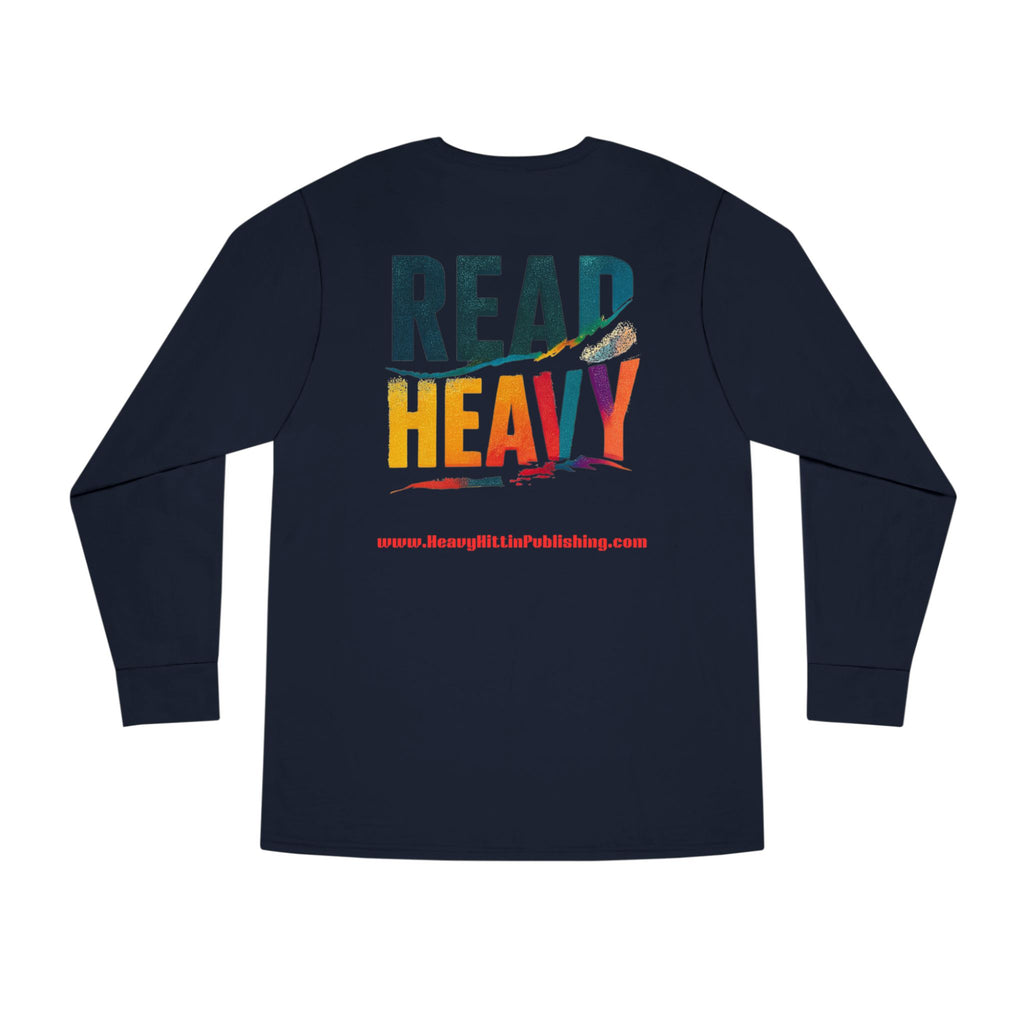 Book Stack Play Button Long Sleeve Tee — Graphic Reader & Music Lover Shirt