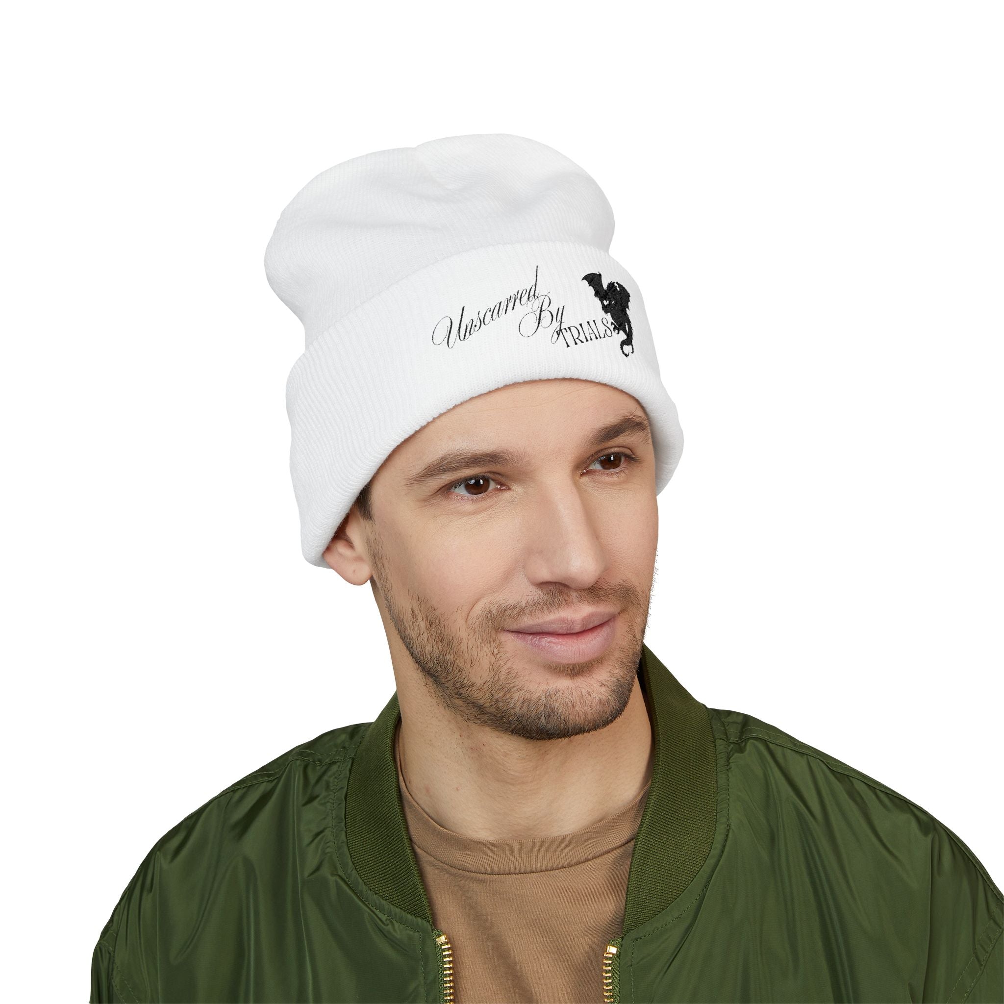 Embroidered Unscarred By Trials Beanie