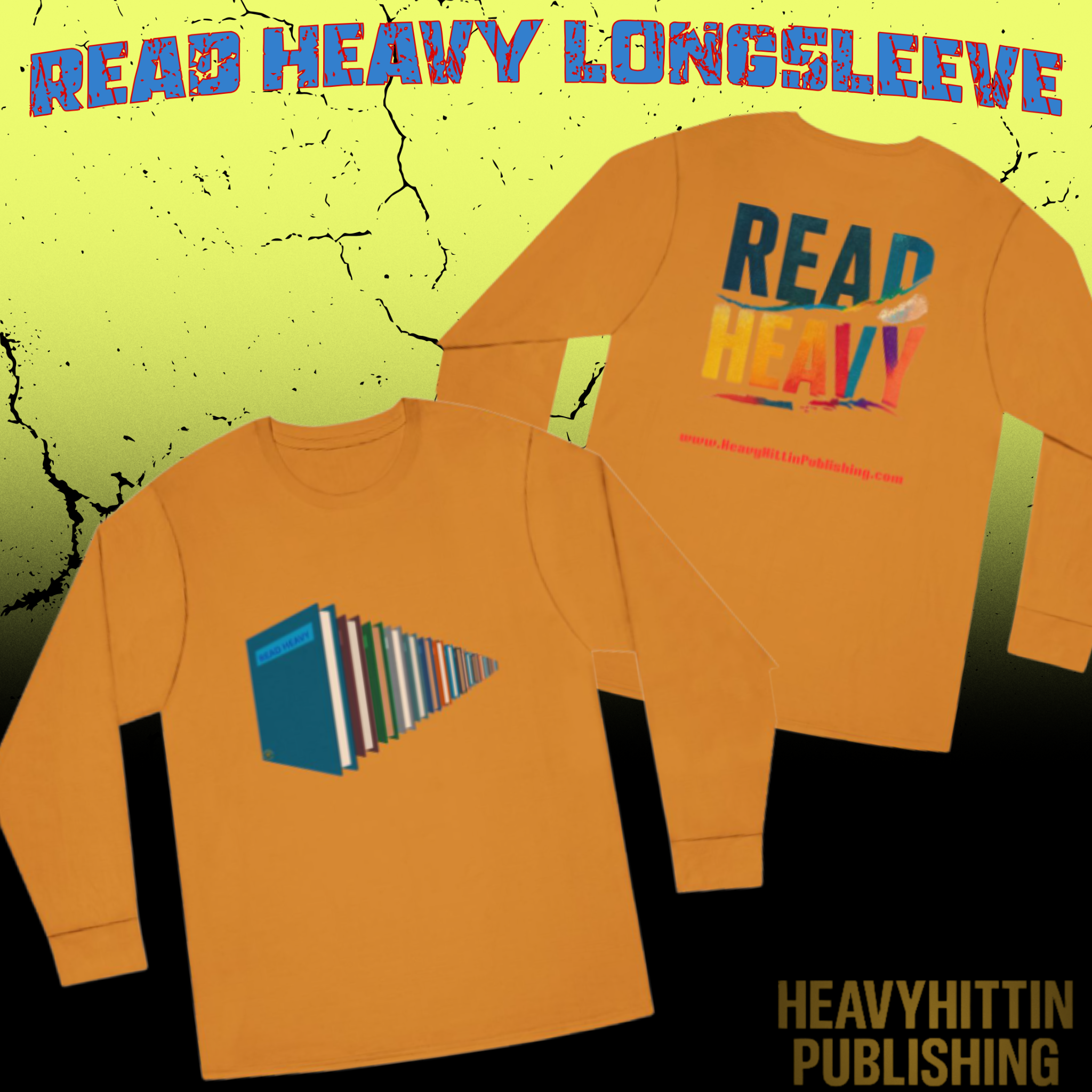 Book Stack Play Button Long Sleeve Tee — Graphic Reader & Music Lover Shirt