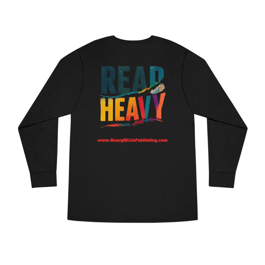 Book Stack Play Button Long Sleeve Tee — Graphic Reader & Music Lover Shirt